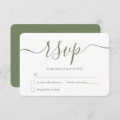 Sage green Simple Elegant Modern Weddenschap Custo RSVP Kaartje (Voorkant / Achterkant)