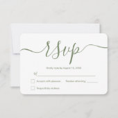 Sage green Simple Elegant Modern Weddenschap Custo RSVP Kaartje (Voorkant)