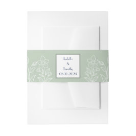 Sage Green Simple Elegant Modern Wedding Uitnodigingen Wikkel