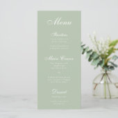Sage Green Simple Elegant White Calligraphy Menu (Staand voorkant)