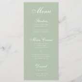 Sage Green Simple Elegant White Calligraphy Menu (Voorkant)