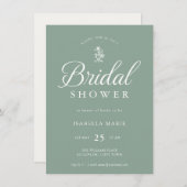 Sage Green Simple Minimal Bridal Shower Invitation Kaart (Voorkant / Achterkant)