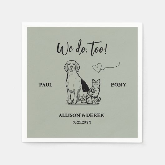 Sage Green Simple Minimalist Dog Cat Pet Weddensch Servet (Voorkant)