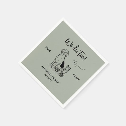 Sage Green Simple Minimalist Dog Cat Pet Weddensch Servet (Hoek)