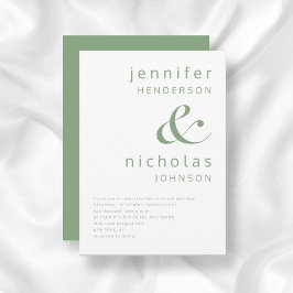 Sage Green Simple Minimalist Typography Wedding Kaart