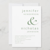 Sage Green Simple Minimalist Typography Wedding Kaart (Voorkant)