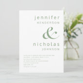 Sage Green Simple Minimalist Typography Wedding Kaart (Staand voorkant)