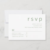 Sage Green Simple Minimalist Typography Wedding RSVP Kaartje (Voorkant)