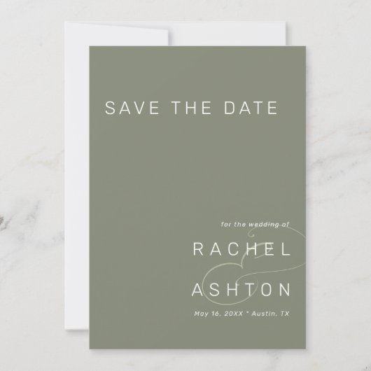 Sage Green Simple Minimalist Weduwfoto Save The Date (Voorkant)