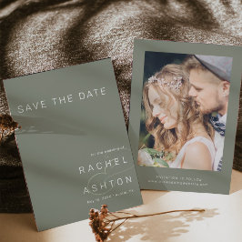 Sage Green Simple Minimalist Weduwfoto Save The Date