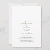 Sage Green Simple Modern 21st Birthday Kaart (Voorkant)