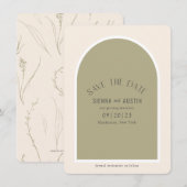 Sage Green Simple Modern Arch Wedding Save The Date (Voorkant / Achterkant)