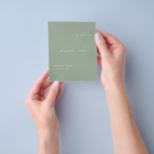 Sage Green Simple Modern Budget Wedding Program Flyer (Hand)