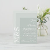 Sage Green Simple Modern Chic Script Wedding Bedankkaart (Staand voorkant)
