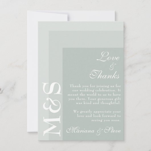 Sage Green Simple Modern Chic Script Wedding Bedankkaart (Voorkant)