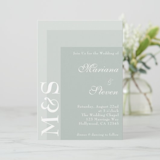Sage Green Simple Modern Chic Script Wedding Kaart (Staand voorkant)