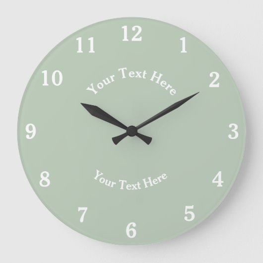 Sage Green Simple Modern Elegant Grote Klok (Voorkant)