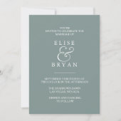 Sage Green Simple Modern Elegant Wedding Invite Kaart (Voorkant)