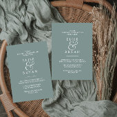 Sage Green Simple Modern Elegant Wedding Invite Kaart