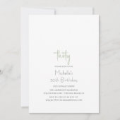 Sage Green Simple Modern Minimalist 30th Birthday Kaart (Voorkant)