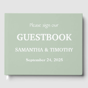 Sage Green Simple Modern Minimalist Weddenschap Gastenboek