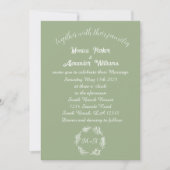 Sage Green Simple Modern Monogrammed Wedding Kaart (Voorkant)