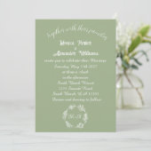 Sage Green Simple Modern Monogrammed Wedding Kaart (Staand voorkant)