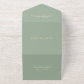 Sage Green Simple Modern Wedding All In One Uitnodiging (Buiten)