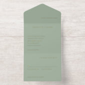 Sage Green Simple Modern Wedding All In One Uitnodiging (Binnenkant)