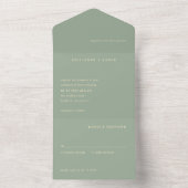 Sage Green Simple Modern Wedding All In One Uitnodiging (Binnen)