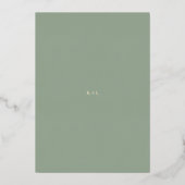 Sage Green Simple Modern Wedding Foil Menu Folie Uitnodiging (Achterkant)