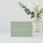 Sage Green Simple Modern Wedding Informatiekaartje (Staand voorkant)