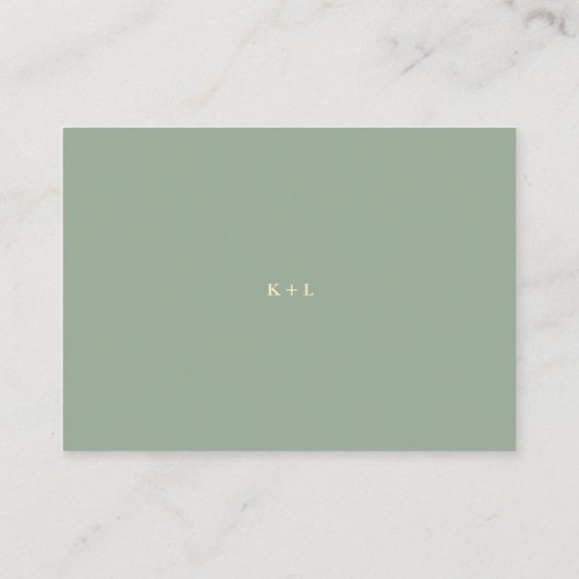 Sage Green Simple Modern Wedding Informatiekaartje (Achterkant)