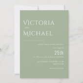 Sage Green Simple Modern Wedding Kaart (Voorkant)