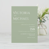 Sage Green Simple Modern Wedding Kaart (Staand voorkant)