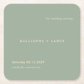 Sage Green Simple Modern Wedding Kartonnen Onderzetters (Voorkant)