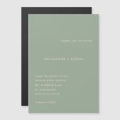 Sage Green Simple Modern Wedding Magnetische Uitnodiging (Voorkant / Achterkant)