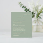 Sage Green Simple Modern Wedding Menu (Staand voorkant)