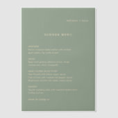 Sage Green Simple Modern Wedding Menu Vellum Uitnodigingen (Voorkant)