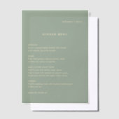 Sage Green Simple Modern Wedding Menu Vellum Uitnodigingen (Offset)