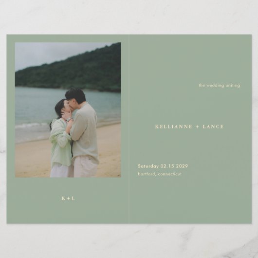 Sage Green Simple Modern Wedding Program (Voorkant)