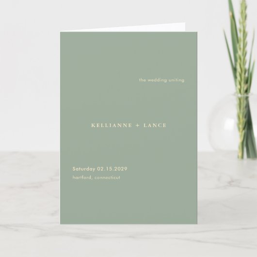 Sage Green Simple Modern Wedding Programma (Voorkant)