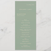 Sage Green Simple Modern Wedding Programmakaart (Voorkant)