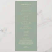 Sage Green Simple Modern Wedding Programmakaart (Achterkant)