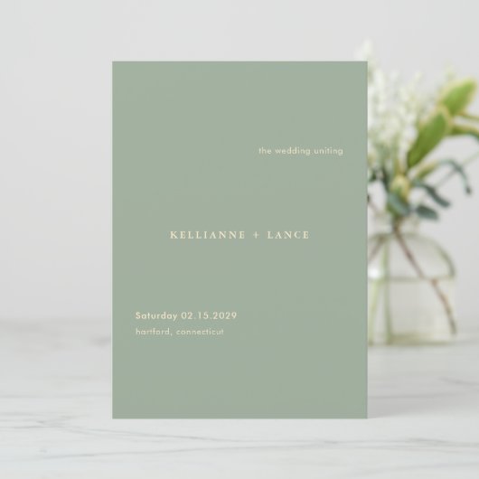 Sage Green Simple Modern Wedding Programmakaart (Staand voorkant)