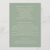 Sage Green Simple Modern Wedding Programmakaart (Achterkant)