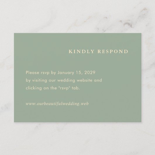 Sage Green Simple Modern Wedding RSVP Kaartje (Voorkant)