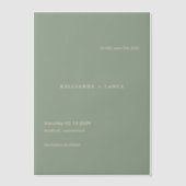 Sage Green Simple Modern Wedding Save the Date Vellum Uitnodigingen (Voorkant)