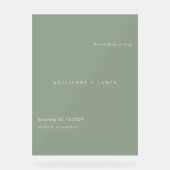 Sage Green Simple Modern Wedding Welcome Acryl Bord (Voorkant)