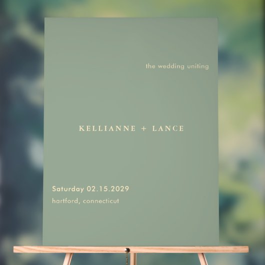 Sage Green Simple Modern Wedding Welcome Acryl Bord (Neutraal)